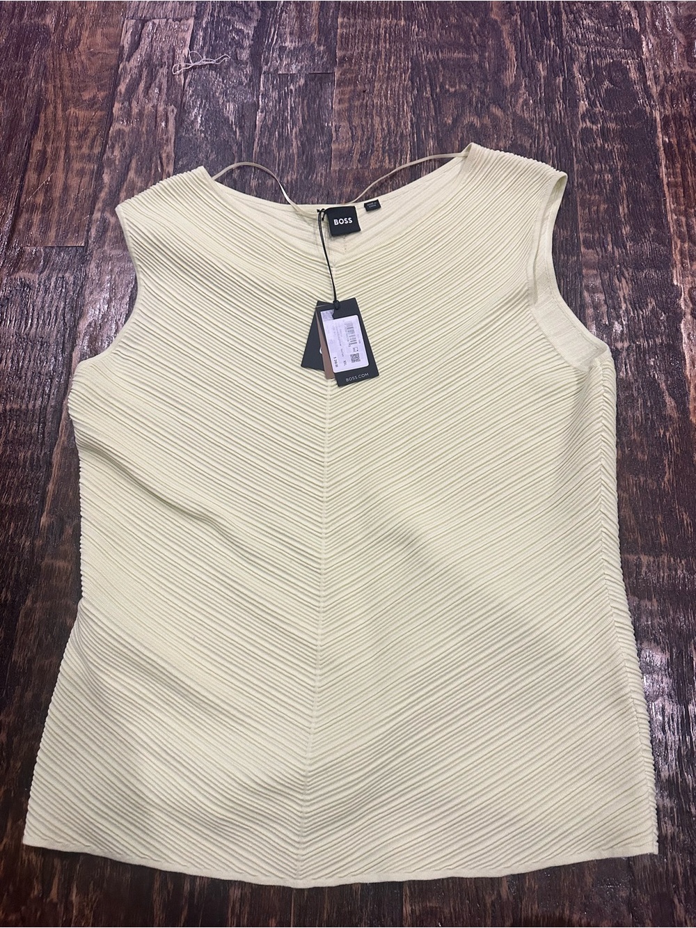 BOSS Textured Sleeveless Top in Pale Citron Yellow - NWT